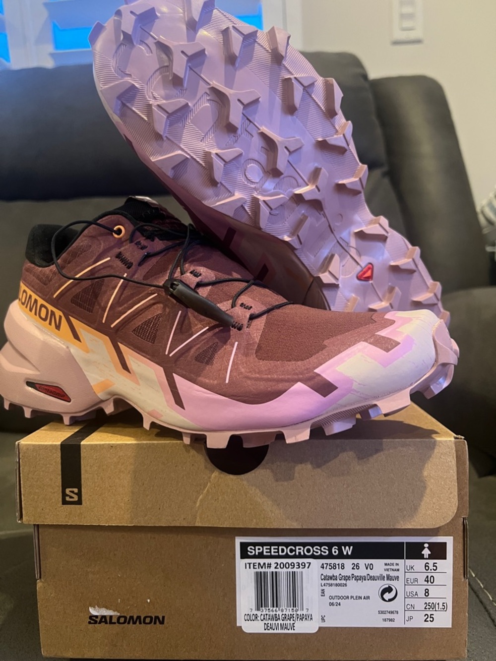 Salomon women's trail shoes - grape with papaya and pink accents
